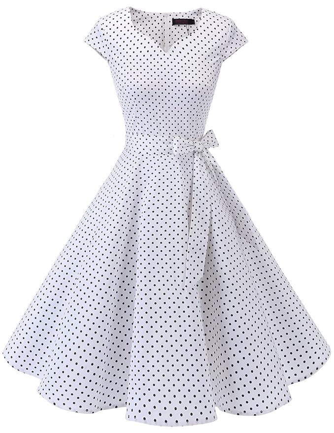 Dresstells Damen Vintage 50er Cap Sleeves Rockabilly Retro Kleider Hepburn Stil Partykleid