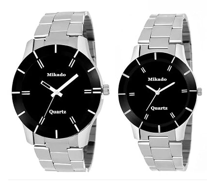 Analogue Black Dial Mens & Womens Couple Watch - 65 COUPLE CHAIN