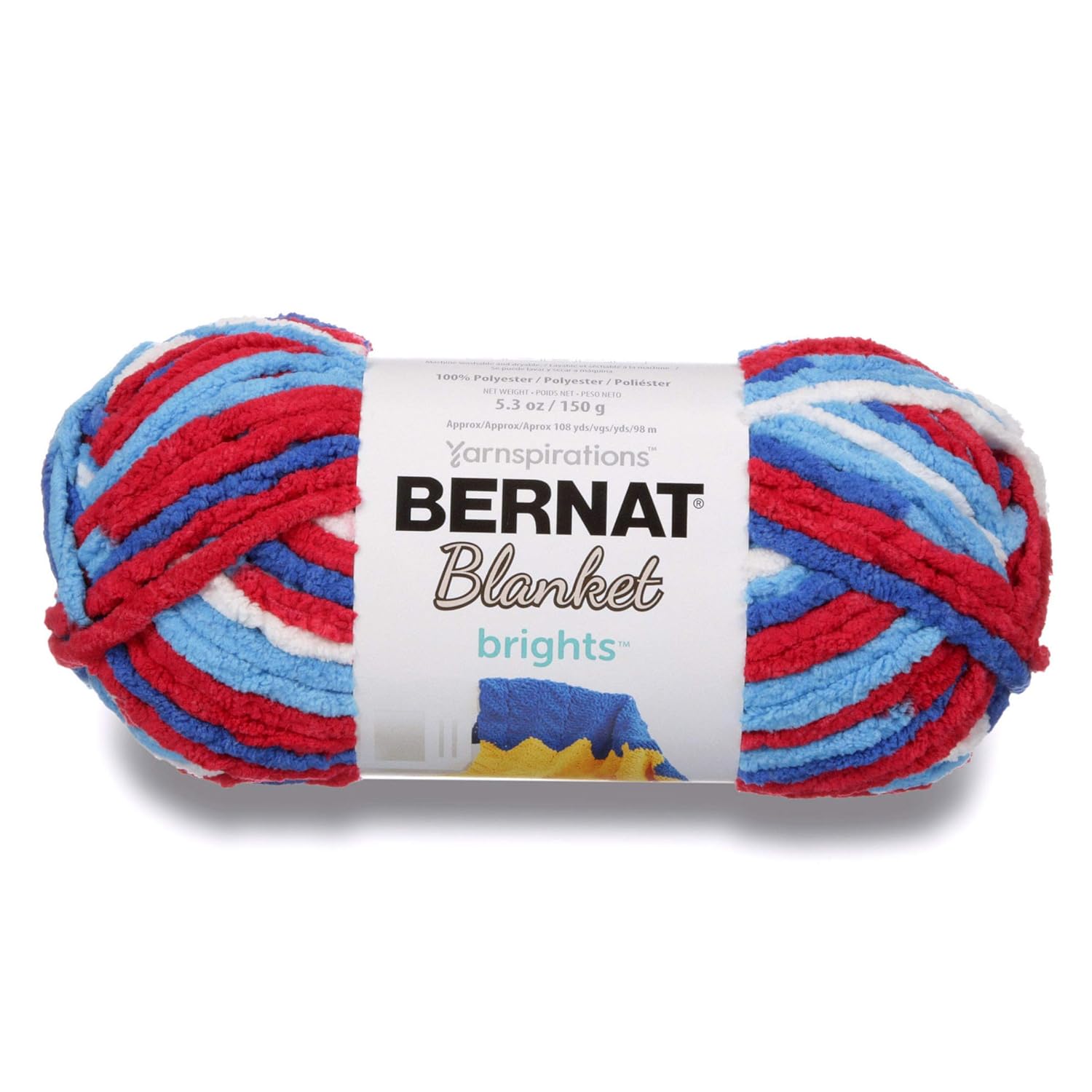BERNAT Blanket Brights YarnRed, White and Boom Variegated, Fibre 100