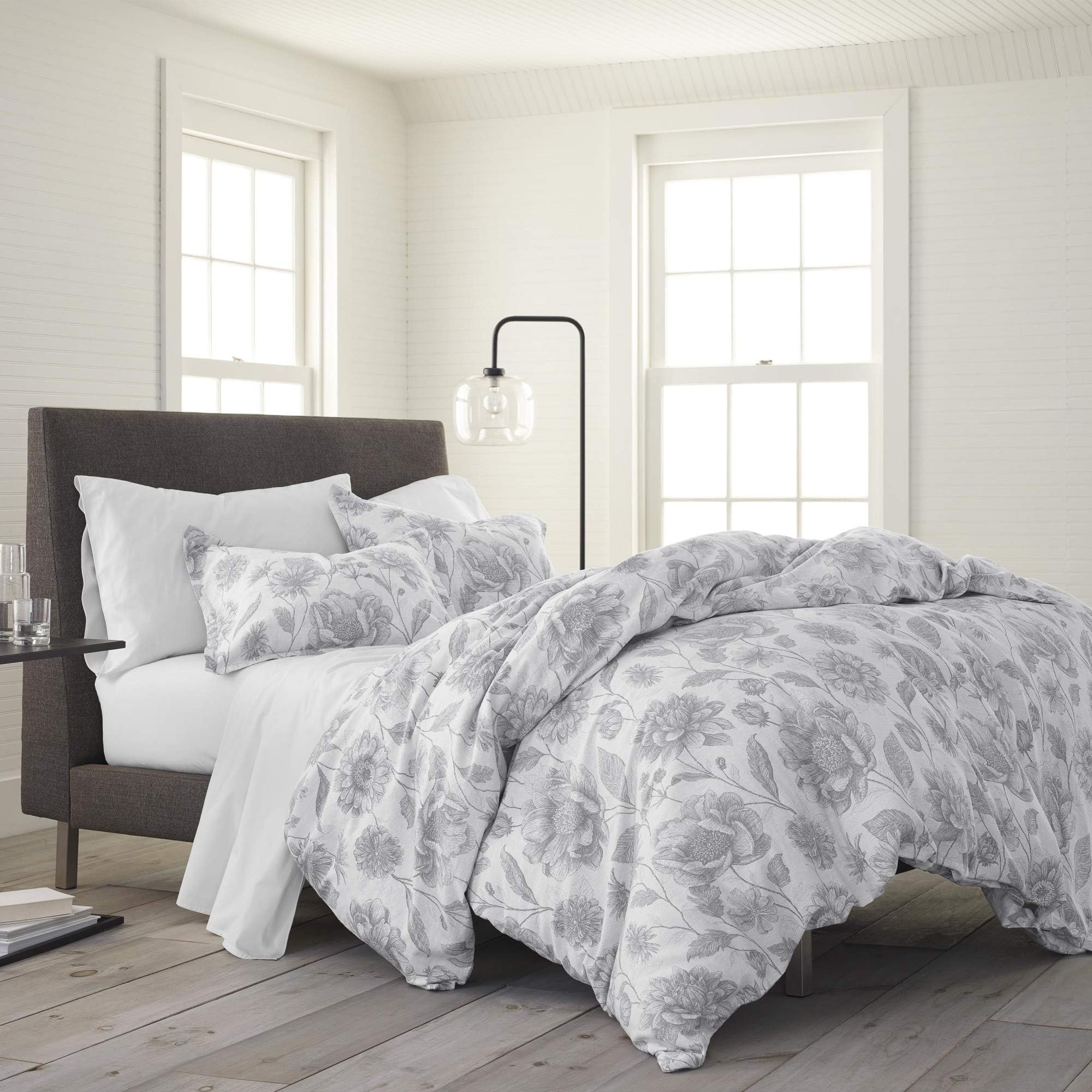 EcoPure 100% Organic Cotton Comfort Wash Meadow Walk Comforter Set, Twin, Gray
