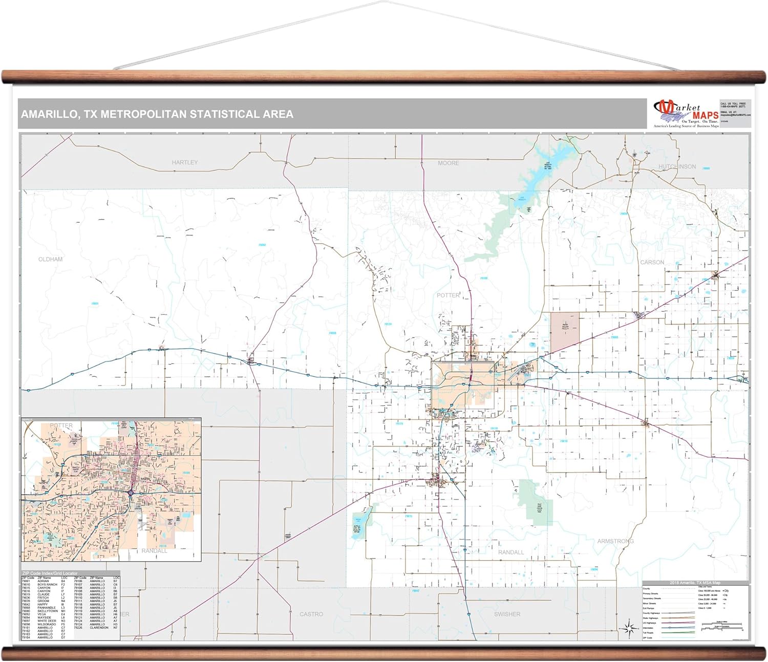 Amazon.com: MarketMAPS Amarillo, TX Metro Area Wall Map   2018