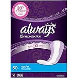 Always Xtra Protection Daily Liners, Regular, 50 Count - Pack of 6 (300 Total Count)