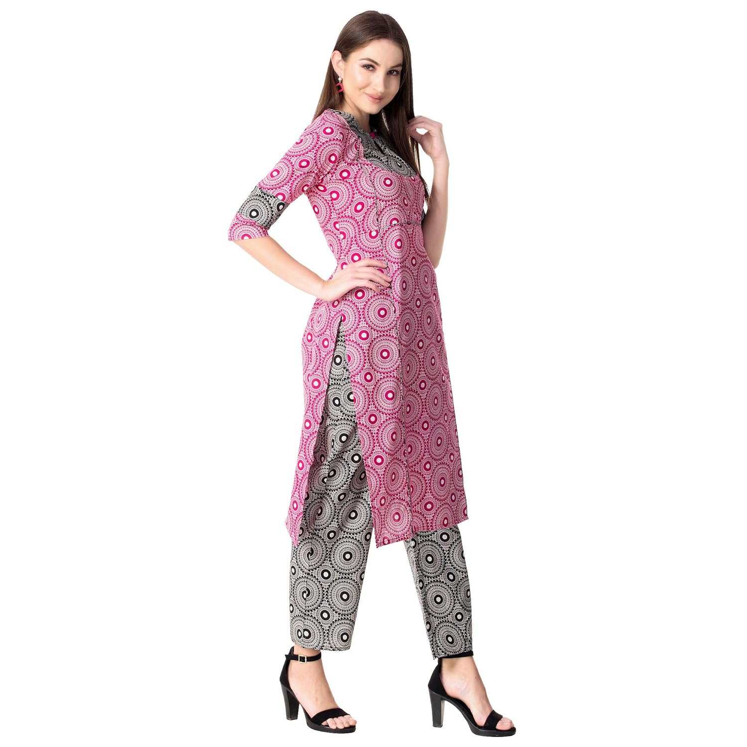 khushal k women's cotton printed kurta with palazzo pant set