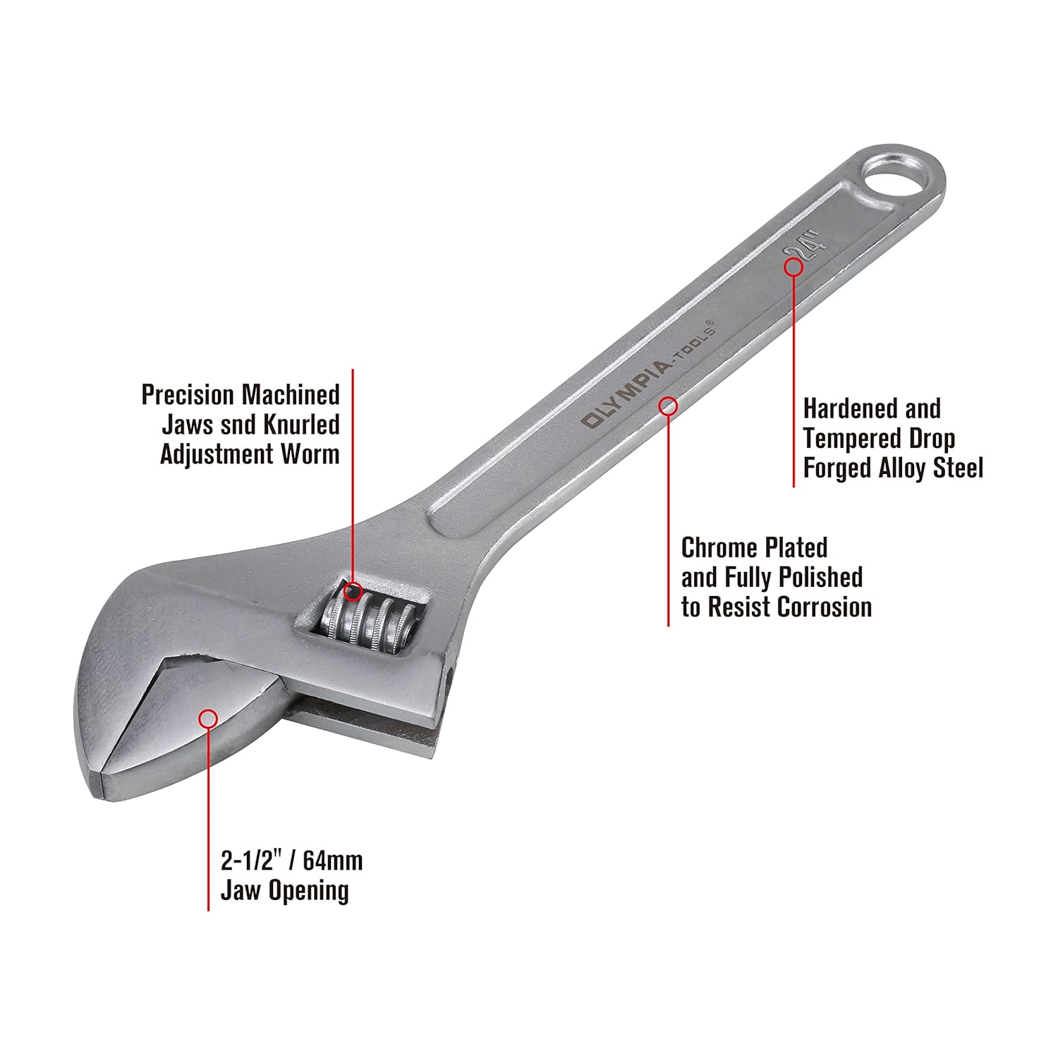 Olympia Tool 01024 24Inch Adjustable Wrench 883652010241 eBay