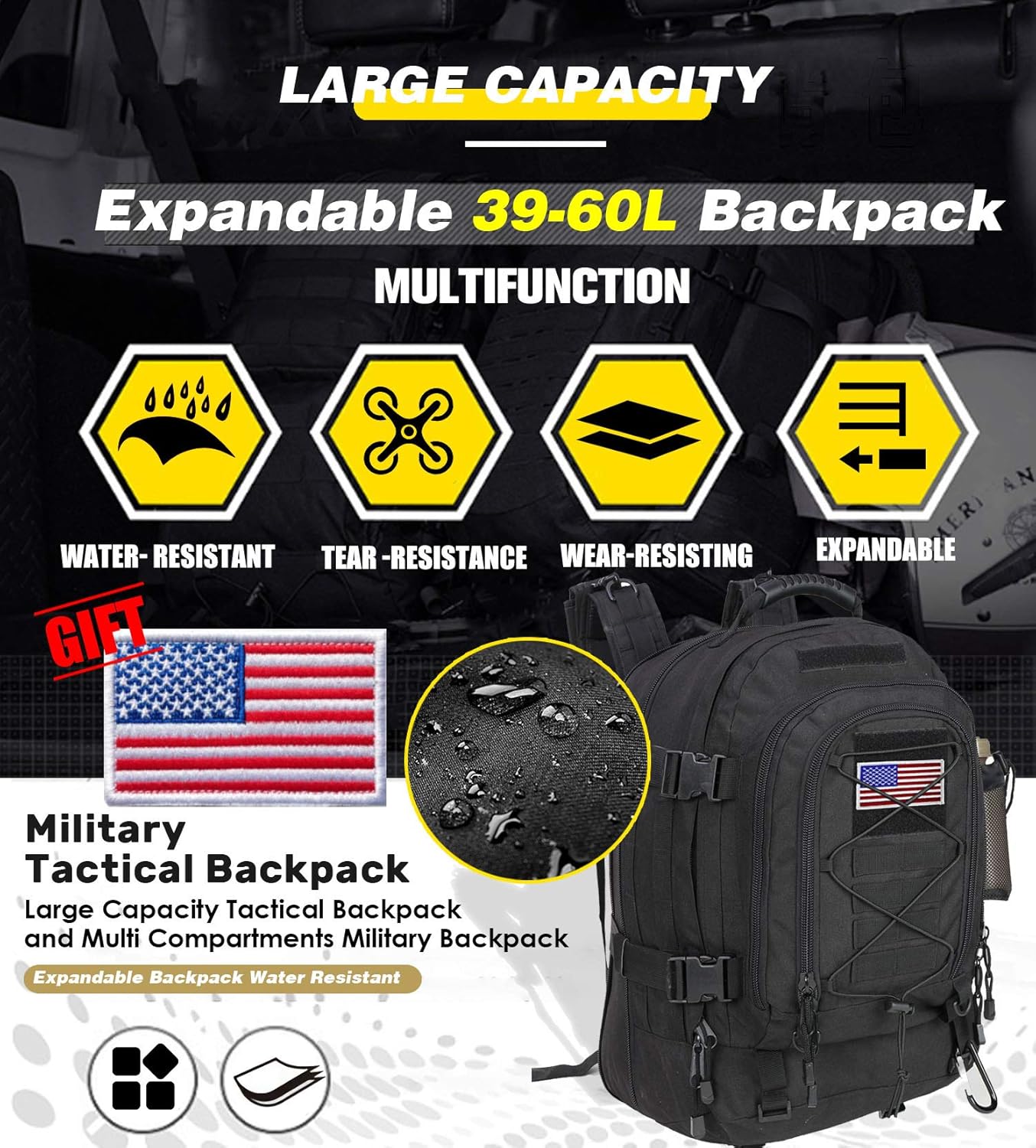 WolfWarriorX Backpack for Men Tactical 3 Day Expandable Bag : Sports & Outdoors
