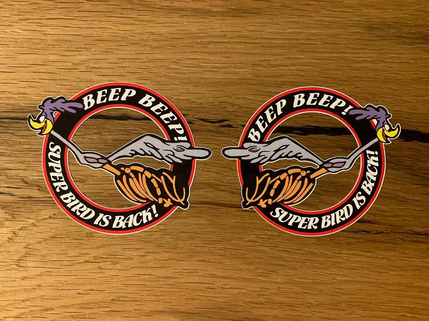 thumbnail image 2 of Road Runner 'Beep' Decal - USA V8 Hot Rod Old School Retro Sticker (2 Pack) #256 2 of 6