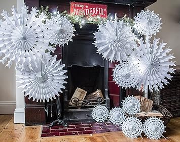 White Paper Snowflakes Traditional Christmas Wedding Christening