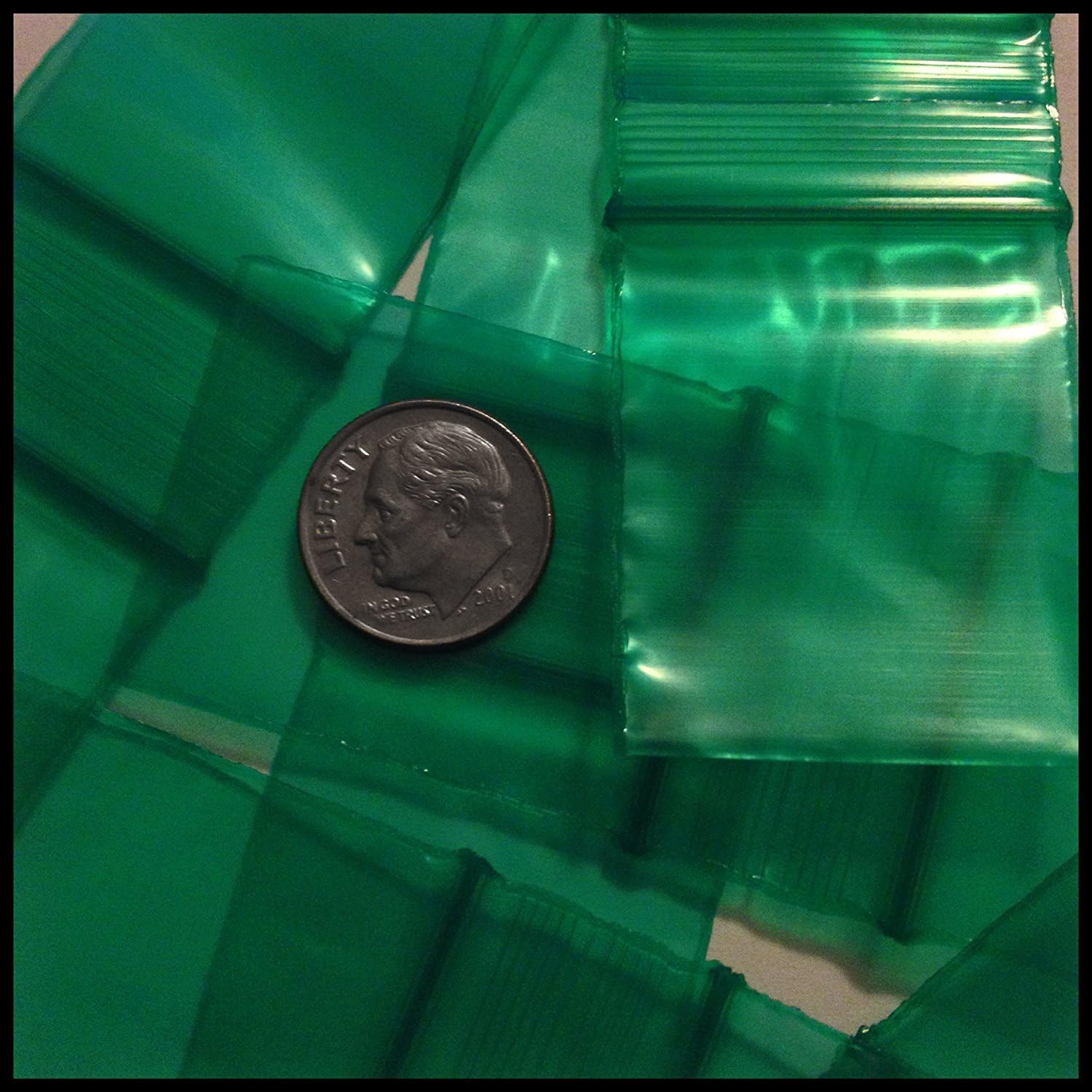 PLASTIC ZIPLOCK BAGGIES 200-1.5" x 1.5" Clear 2 mil Green Tone