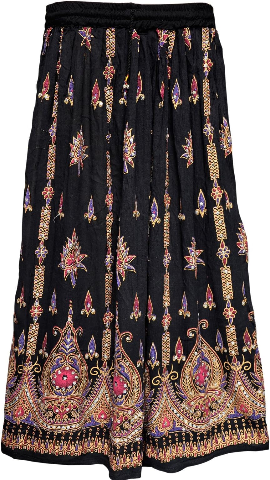 Womens Indian Long Skirts Sequins Ankle Length Rayon India Clothing