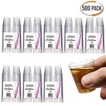 500Pcs Vasos de Chupito Desechables de Plástico Duro (20 ml) - Claro Como el