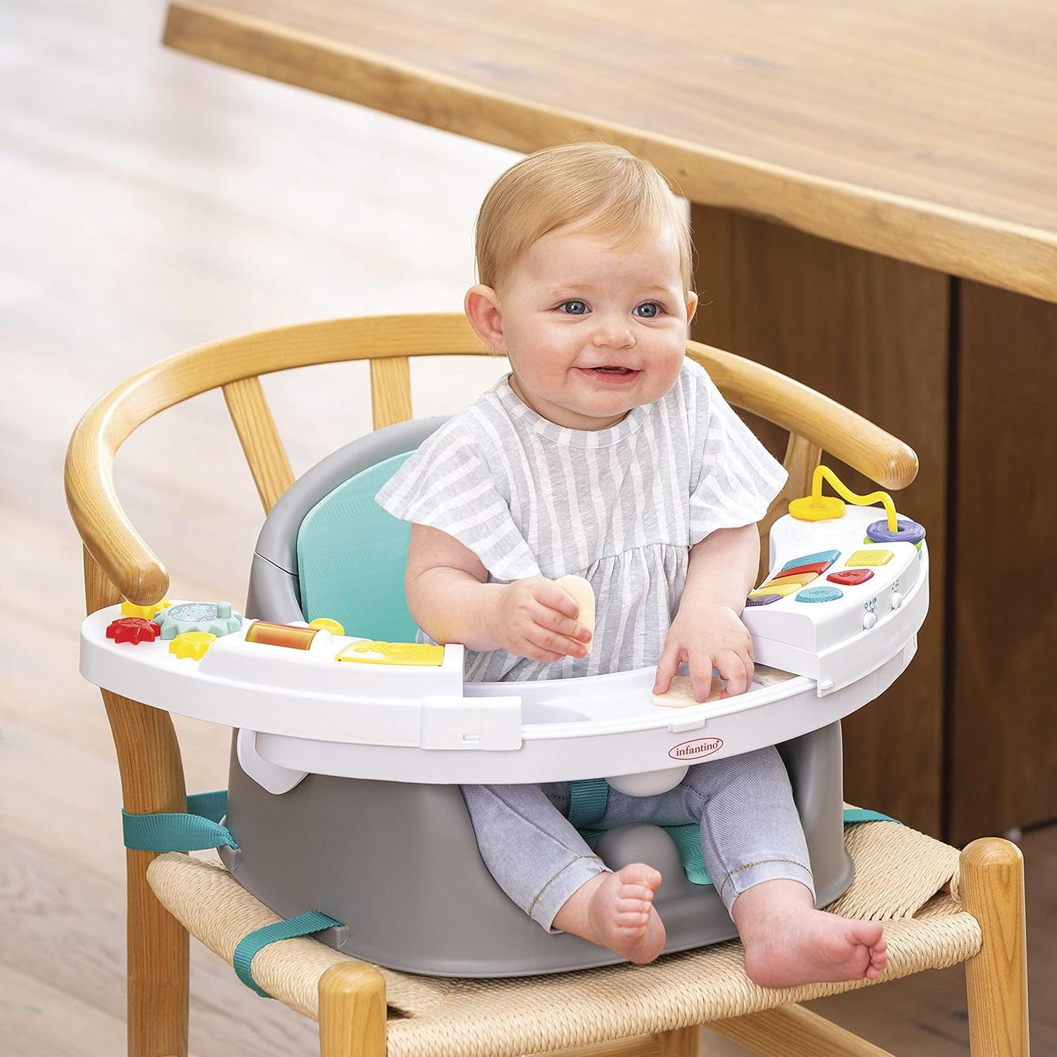 Infantino Music & Lights 3-in-1 Discovery Booster Seat, converts into an Infant Feeding seat or an Activity seat with an Electronic Piano : Early Development Activity Centers : Baby