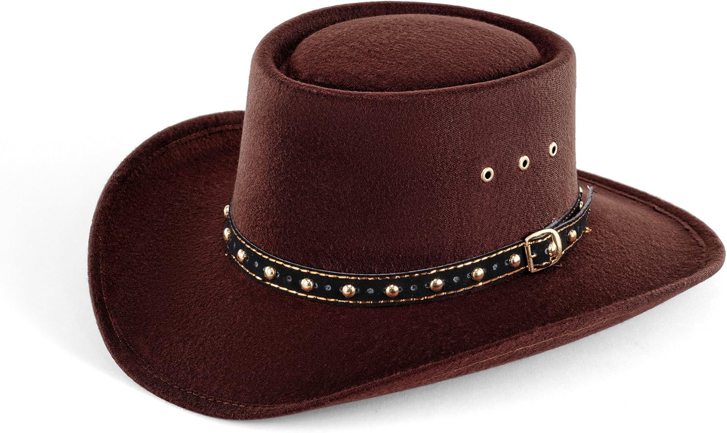 Western Faux Felt Gambler Cowboy Hat Brown Kids Size