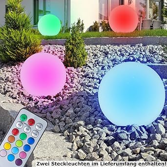 2er Set Rgb Led Garten Steck Leuchten Farbwechsel Kugel Lampen Aussen Beleuchtung Amazon De Beleuchtung