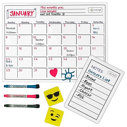 Magnético borrado en seco mensual Calendario Planificador color ...