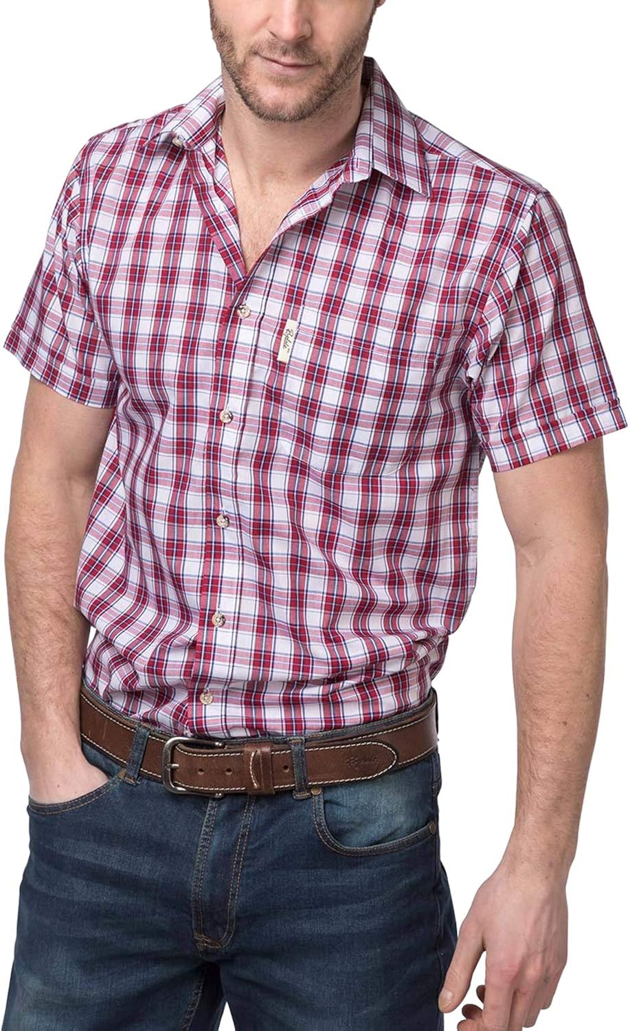Rydale Men's Country Checked Short Sleeve Shirt Settle Red Amazon.co