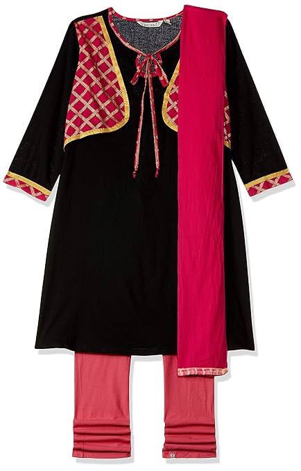 Karigari Girl's cotton a line Salwar Suit Set (277059048_ASSORTED_09Y