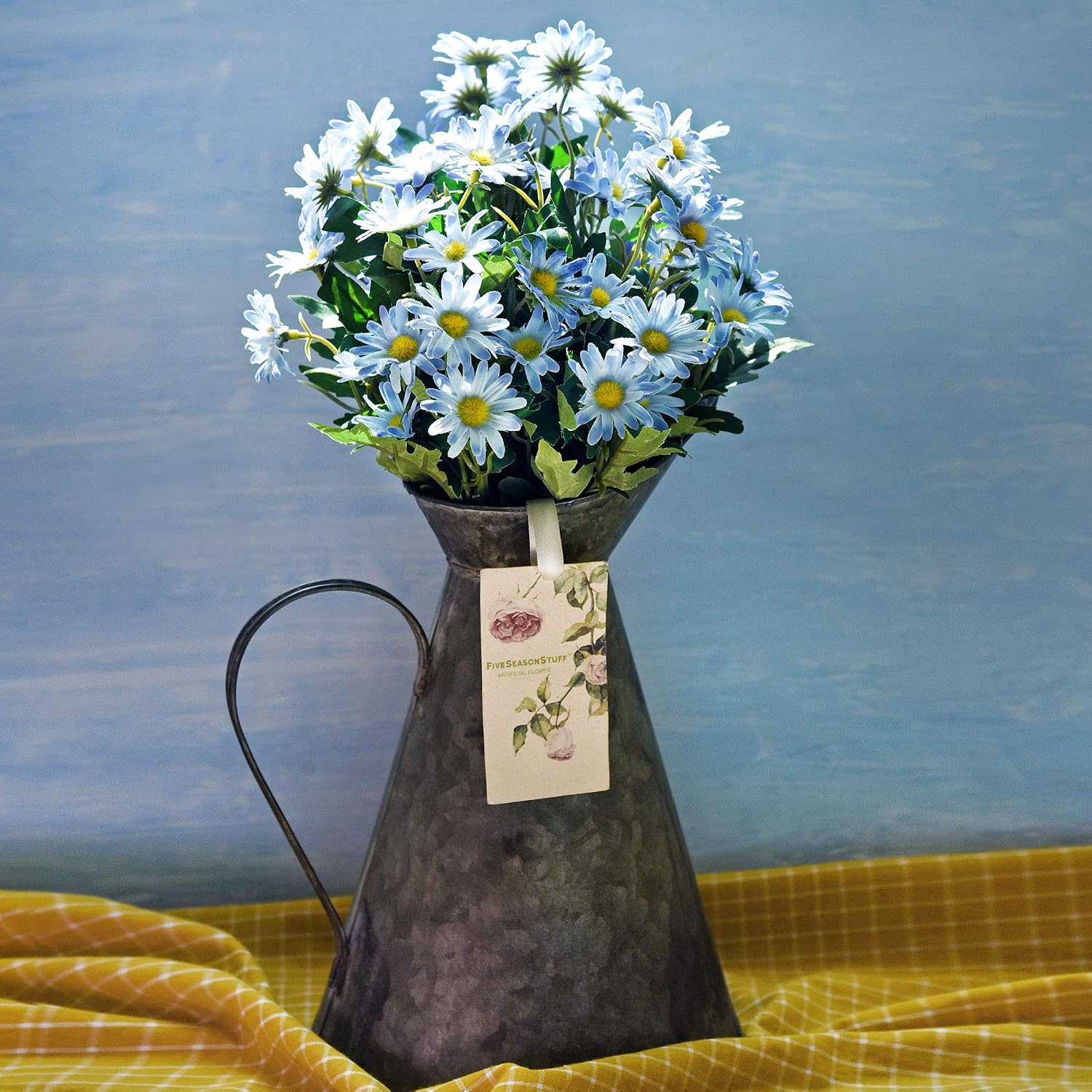 FiveSeasonStuff Artificial Daisy Flowers Silk Blue Bouquet Wedding Home Centrepiece Decorations (2 Bunches 36cm) - Image 5