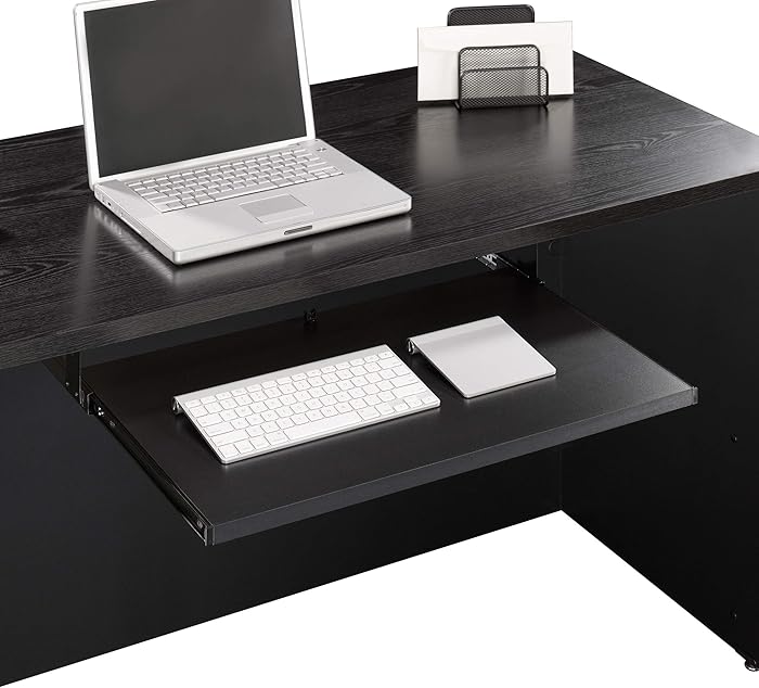 Sauder Via Collection Keyboard Shelf, Soft Black finish