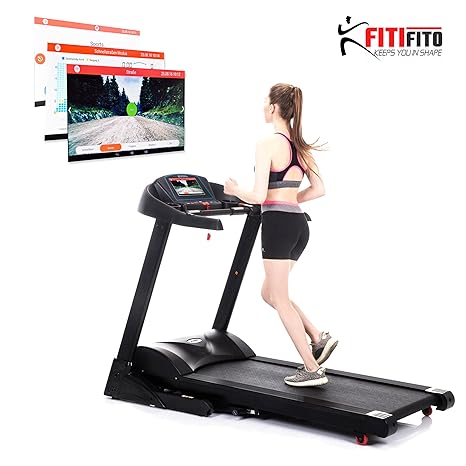 Fitifito FT880 Profi Laufband 7,5PS 22km/h mit 10,1 Zoll Touchscreen Android WiFi App 22 Trainingsmodulen inkl. HRC