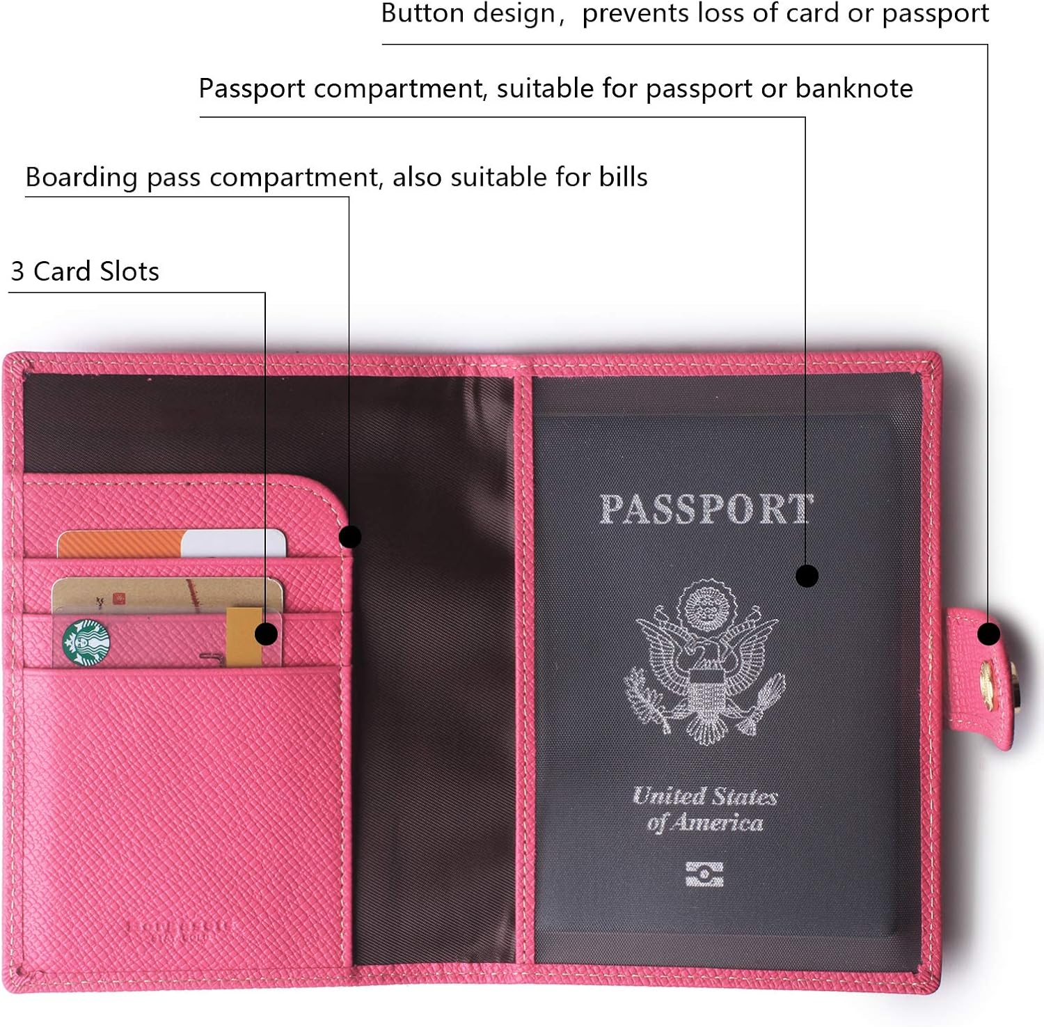 Passport Holder Cover Wallet RFID Blocking Leather Card Case Travel Document Organizer Pink: Clothing