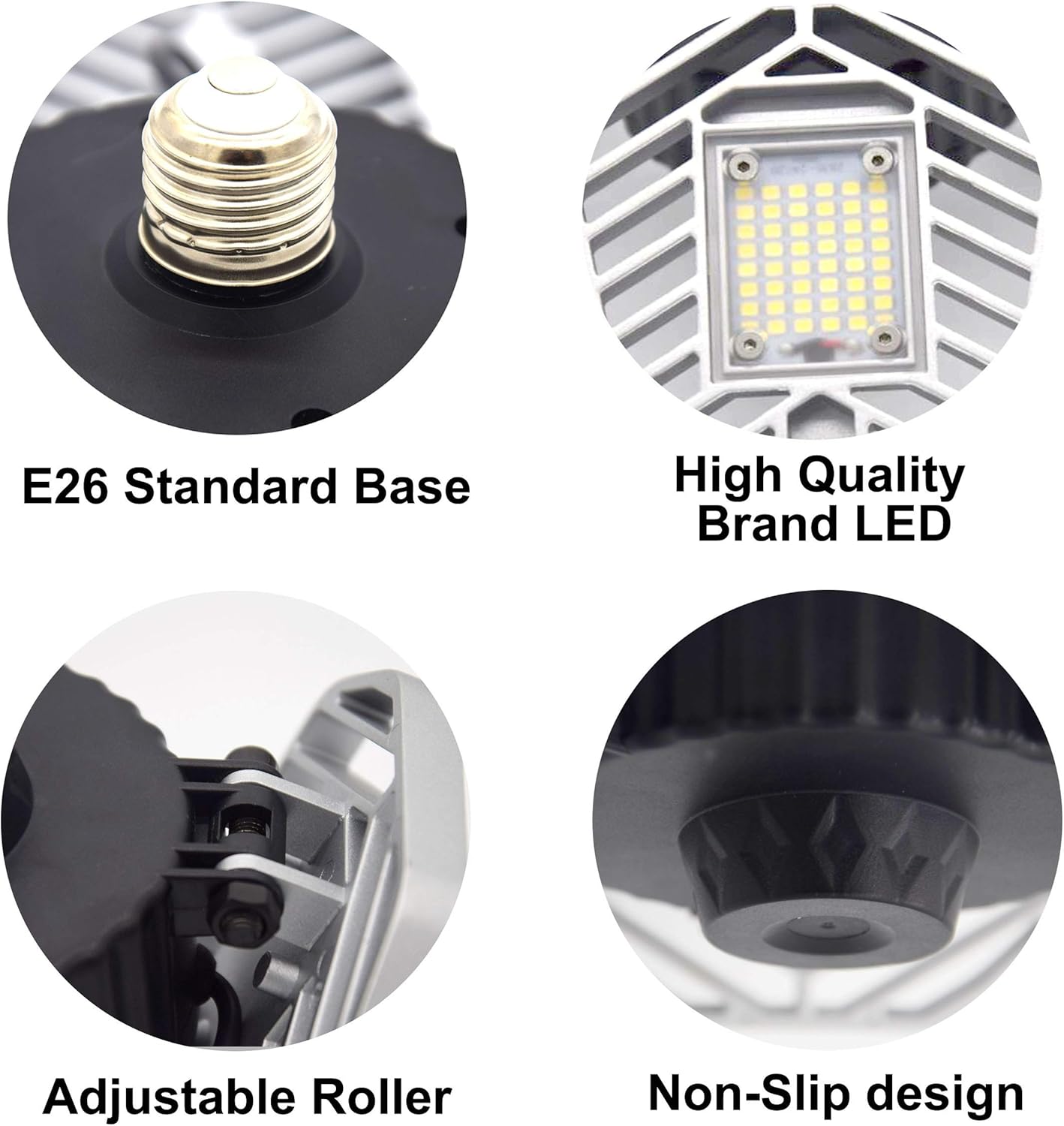 LZHOME 2-PACK LED Garage Lights, 6500Lumens E26/E27 Adjustable Trilights Garage Ceiling Light ,60W LED Garage Light, CRI>80, 5000k Nature light,Garage Lights with Adjustable Panels(No Motion Activate): Home Improvement