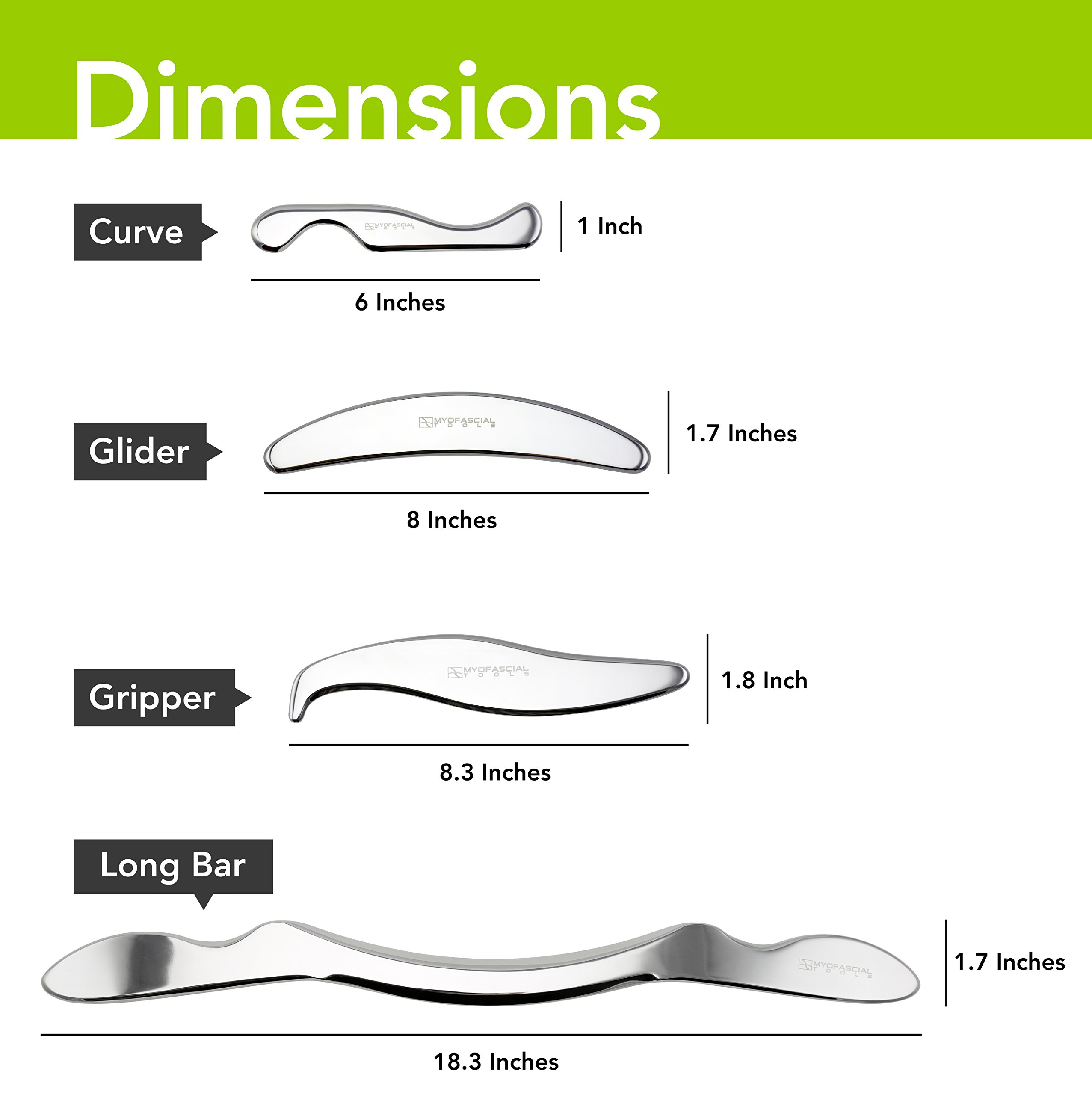 MYOFASCIAL TOOLS, Professional 4 Piece Tool Kit with AntiAllergy