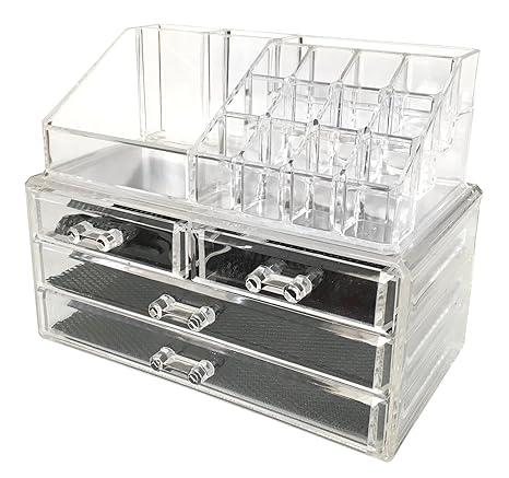 Sodynee Jewelry And Cosmetic Storage 2 Piece Acrylic Makeup