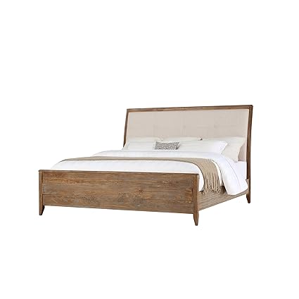 Emerald Home Torino Weathered Brown Bed With Upholstered Headboard Panel Queen