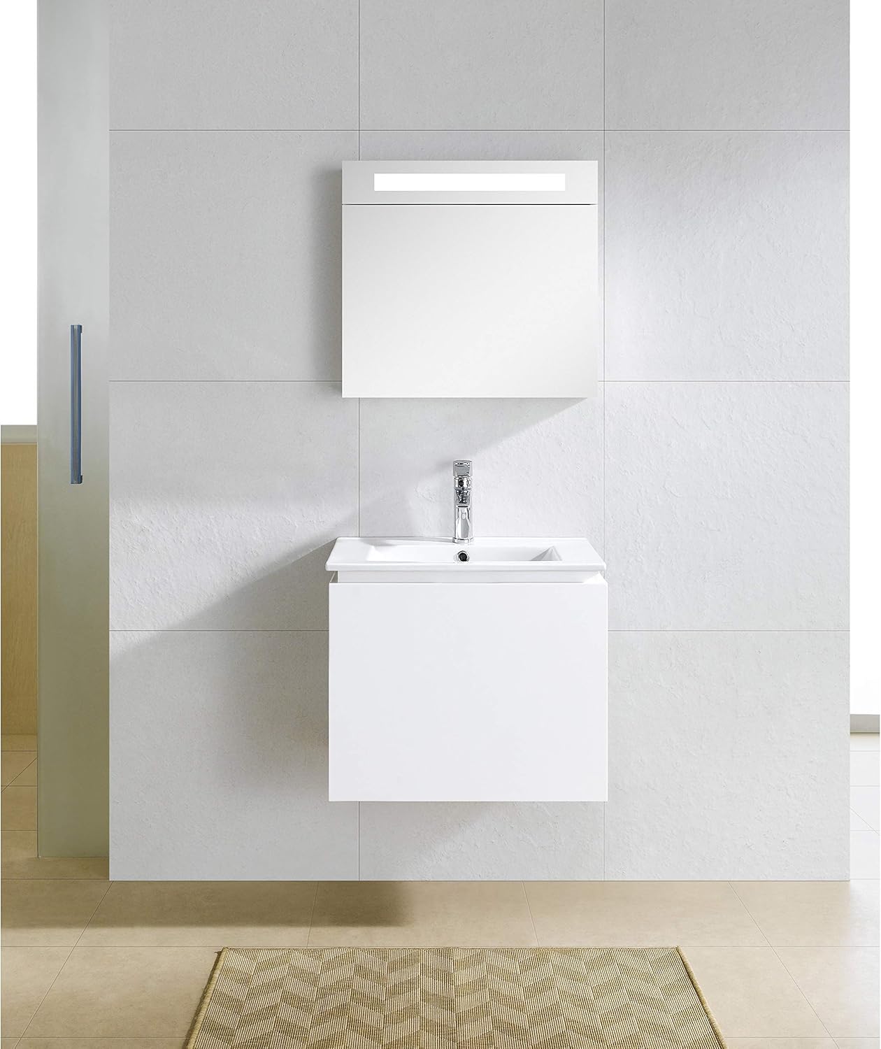 24inch White Mirrored Medicine with Led Light