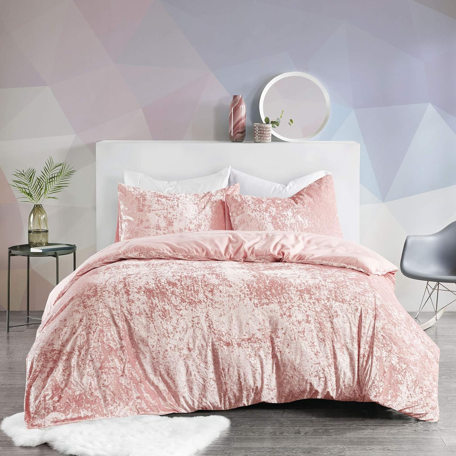 Winter Crushed Velvet Duvet Cover Set Double Size Thick Warm Fabric