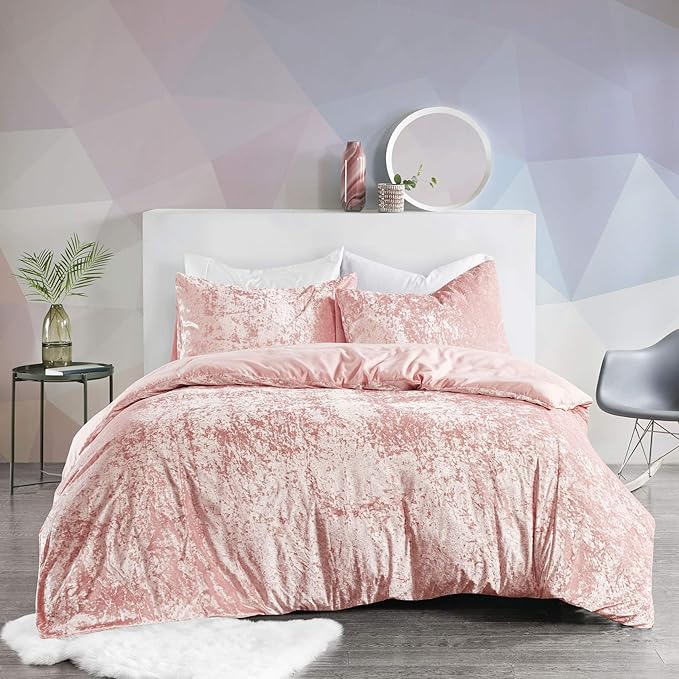 Winter Crushed Velvet Duvet Cover Set Double Size Thick Warm Fabric