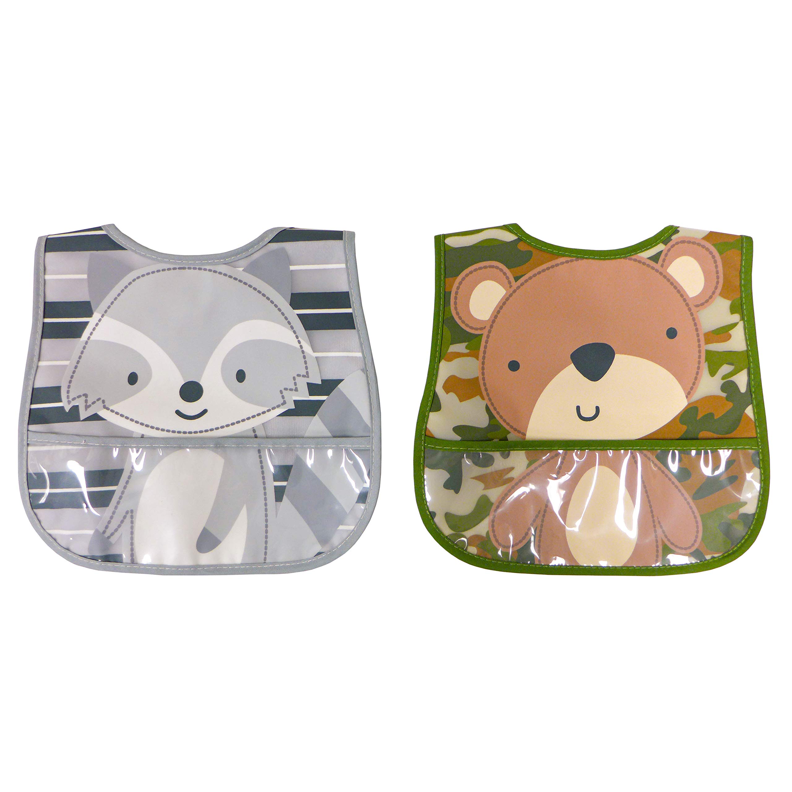 Neat Solutions2 Pack Water Resistant Toddler Bib Set - Bear & Raccoon, Multi