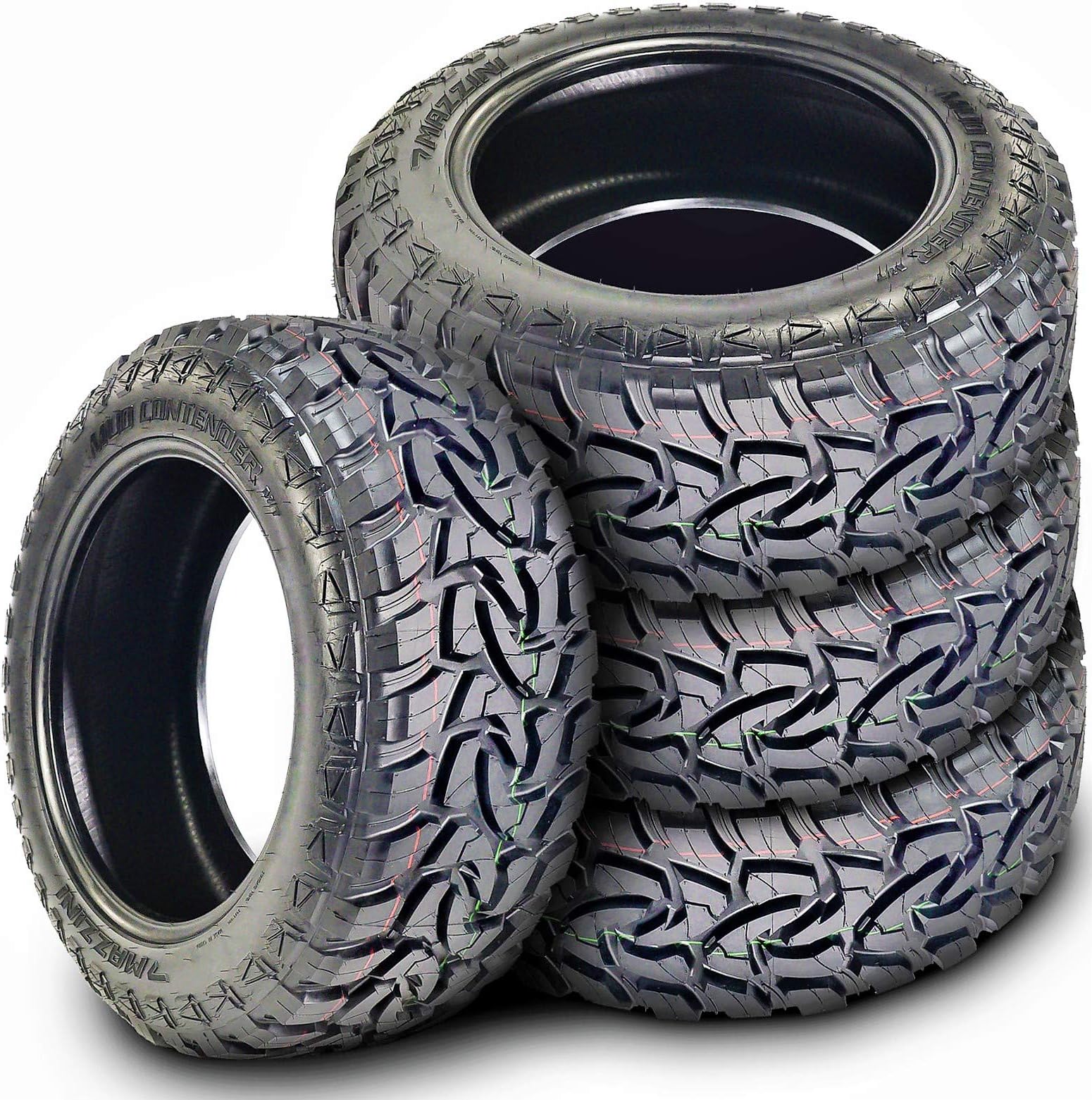Set of 4 (FOUR) Mazzini Mud Contender Mud Radial Tires-LT285/70R18 127/124Q LRE 10-Ply