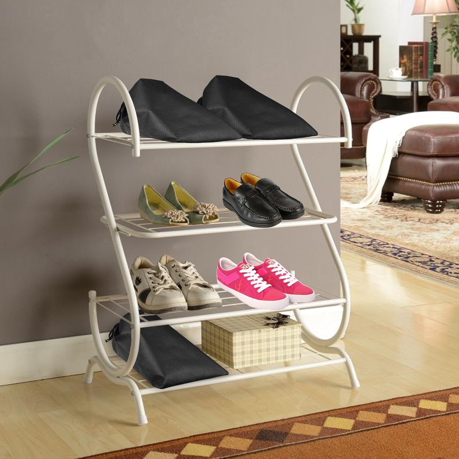 Almacenamiento y organización 8pcs bolsos de los zapatos negro de