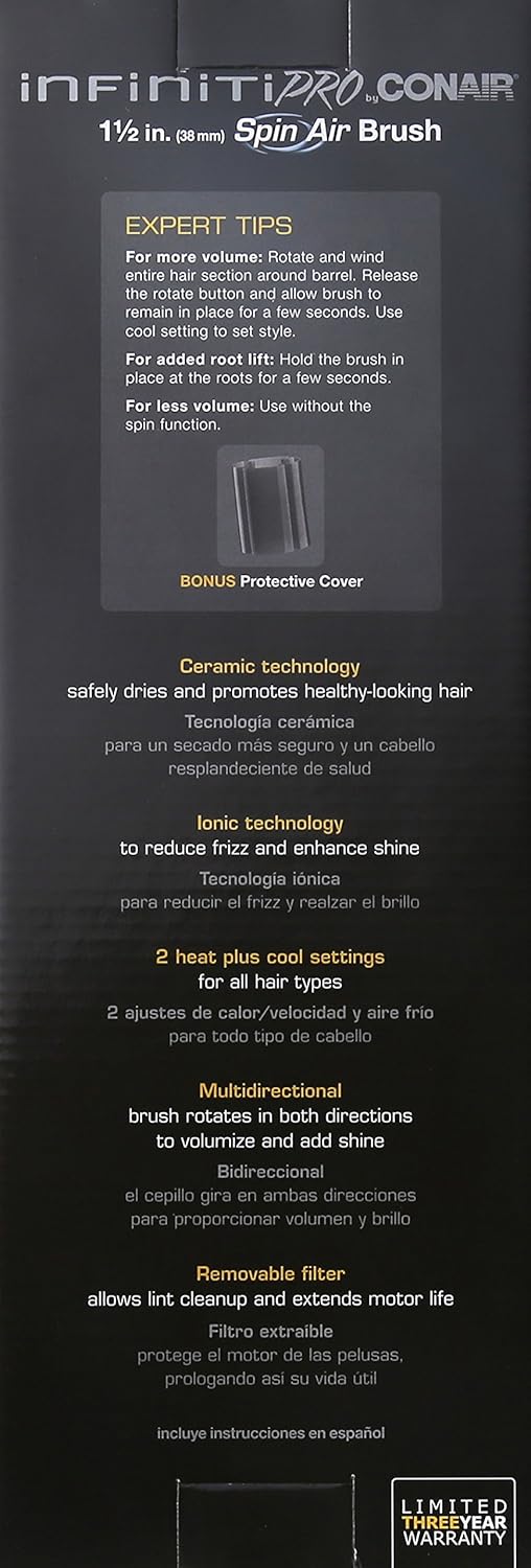 INFINITIPRO BY CONAIR Spin Air Rotating Styler / Hot Air Brush, 1.5 Inch, Plum: Beauty