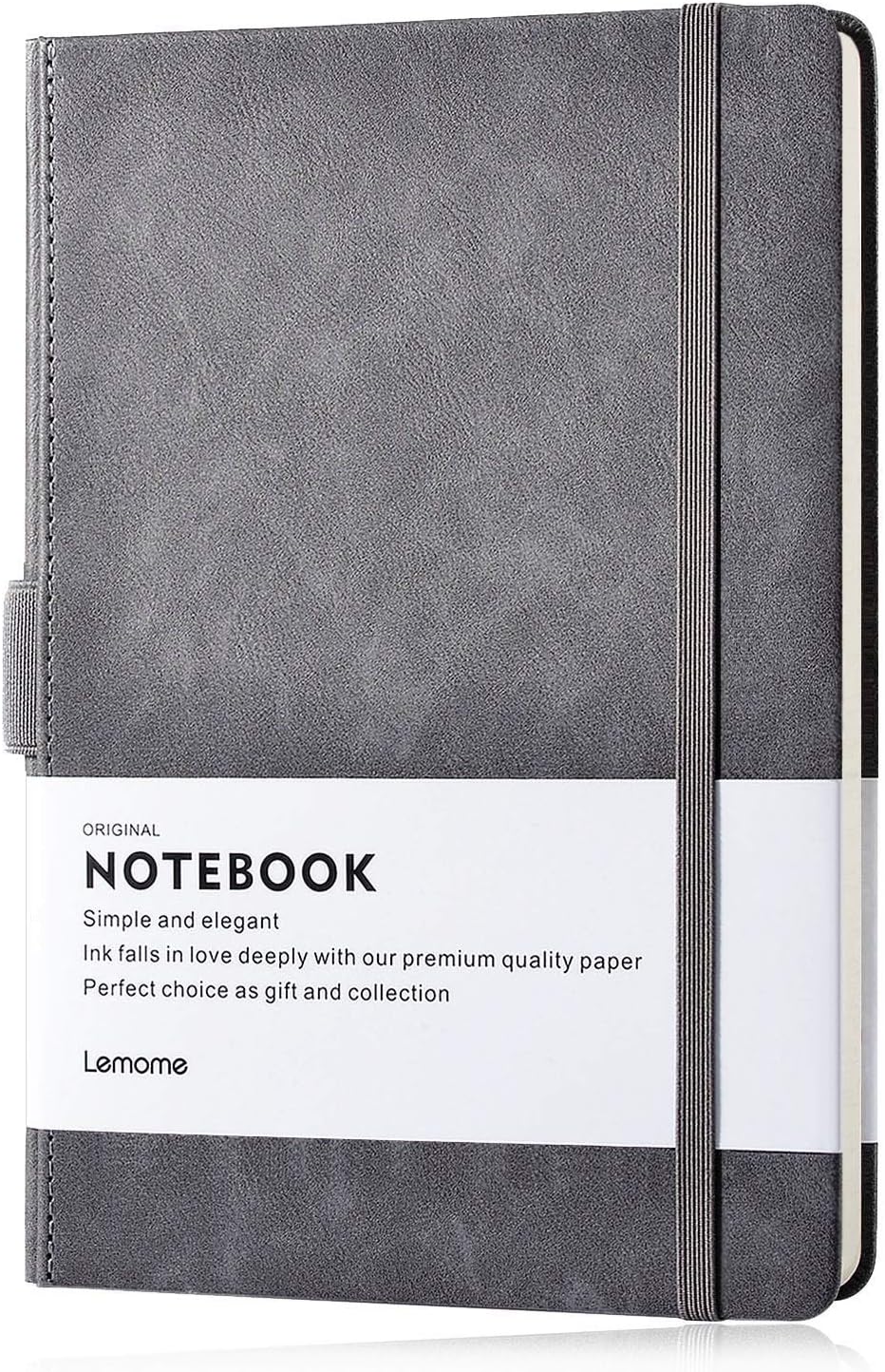Thick Classic Notebook with Pen Loop - Lemome A5 Wide Ruled Hardcover Writing Notebook with Pocket + Page Dividers Gifts, Banded, Large, 180 Pages, 8.4 x 5.7 in: Office Products