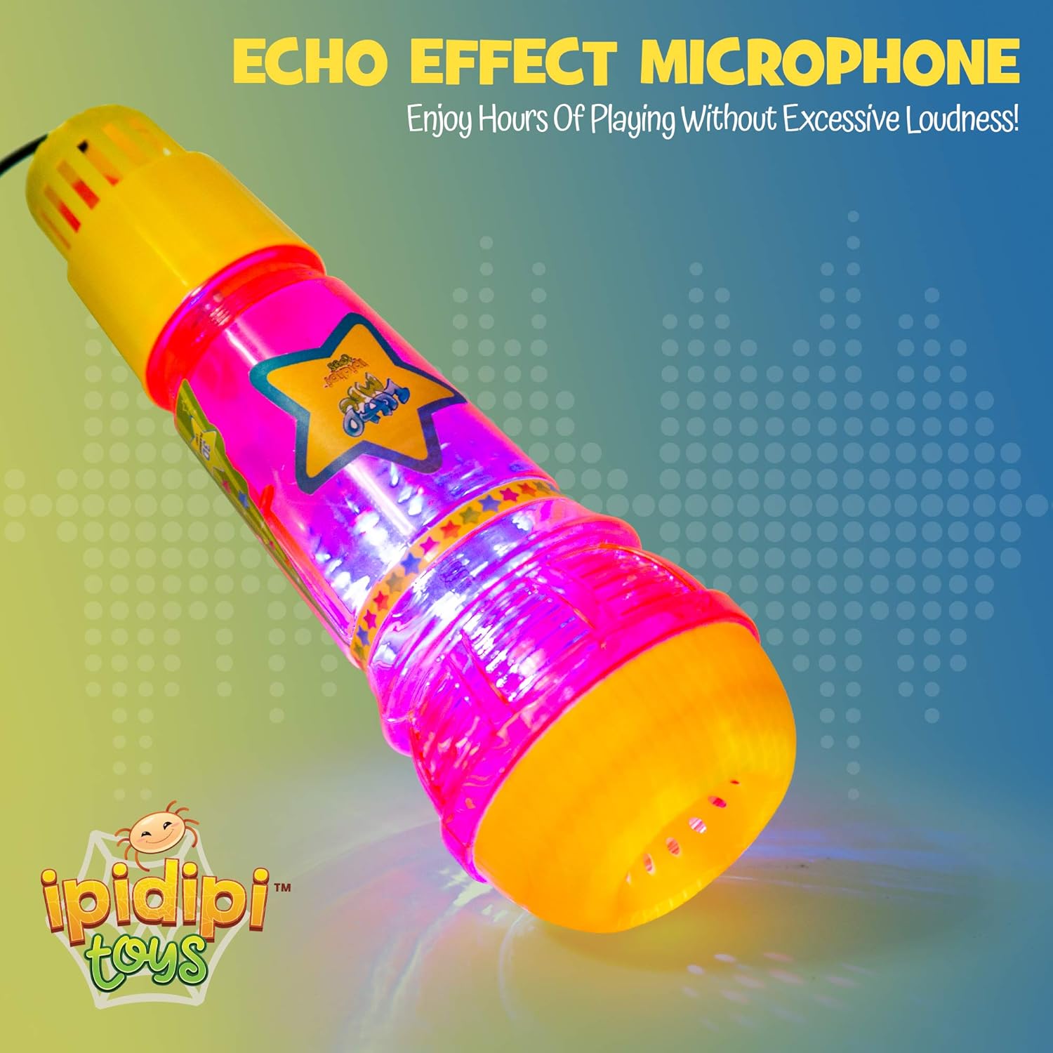 Echo Mic for Kids, Toddlers - Magic Microphone with Multicolored Flashing Light and Fun Rattle - Pink and Yellow - Speech Therapy Feedback Toy - Retro Gift For Boys, Girls Who Love Singing and Music: Toys & Games