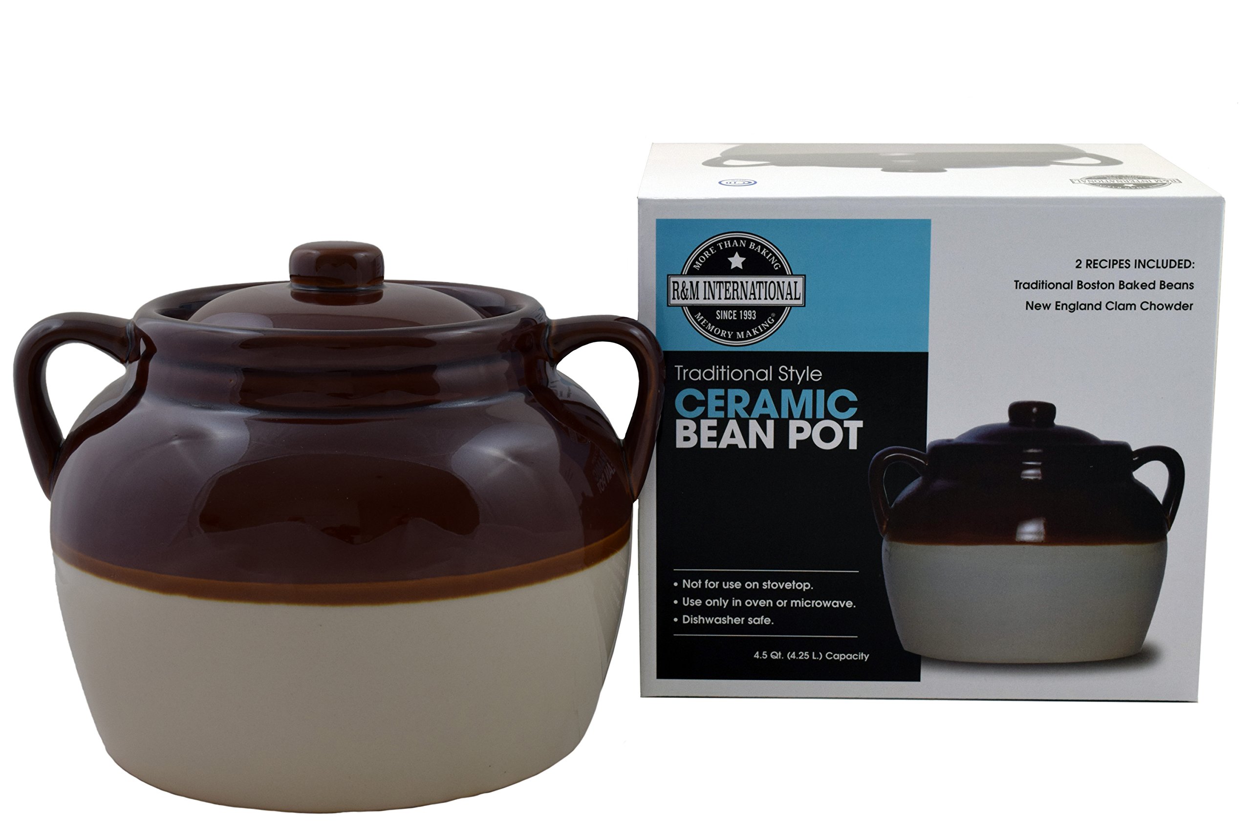 R M International 4.5 Quart Large Ceramic Bean Pot, Brown 768545076217 eBay
