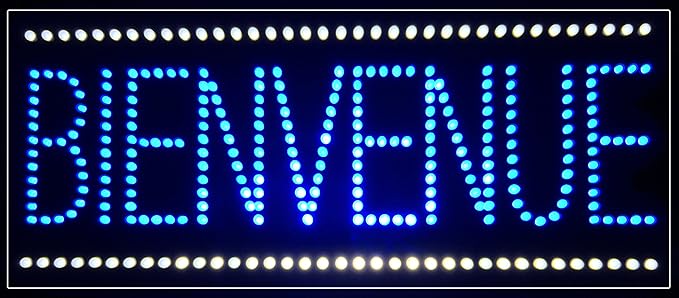 Enseigne Lumineuse A Led Bienvenue Bleu Blanc 60x30x2 5cm Amazon Fr Luminaires Et Eclairage