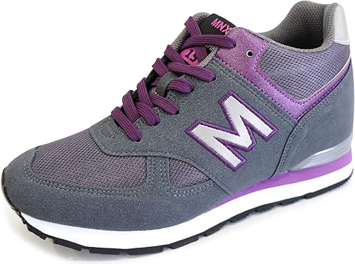 Amazon Mnx15 Raypurple 身長9cmアップ シークレットシューズ ヒールスニーカー ヒールアップ ウォーキングシューズ シューズ バッグ