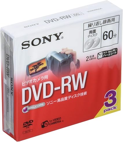 Amazon Co Jp Sony ビデオカメラ用dvd Rw 8cm 3枚パック 3dmw60a パソコン 周辺機器