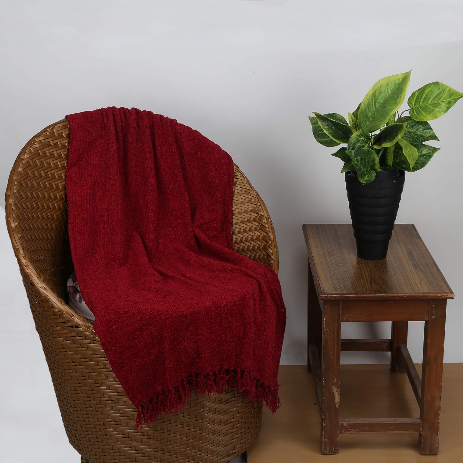 Super Soft And Warm Decorative Bed Throws Living Room And Sofa Blankets Rajrang Bringing Rajasthan To You Maroon Chenille Throw Blanket 60 X 50 Inch Bedding Linen Blankets Quilts