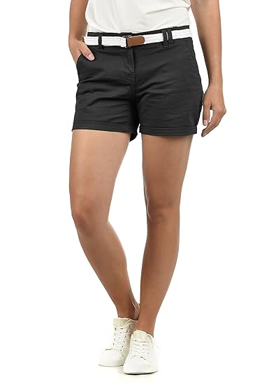 DESIRES Chanett Damen Chino Shorts Bermuda Kurze Hose mit Gürtel Stretch