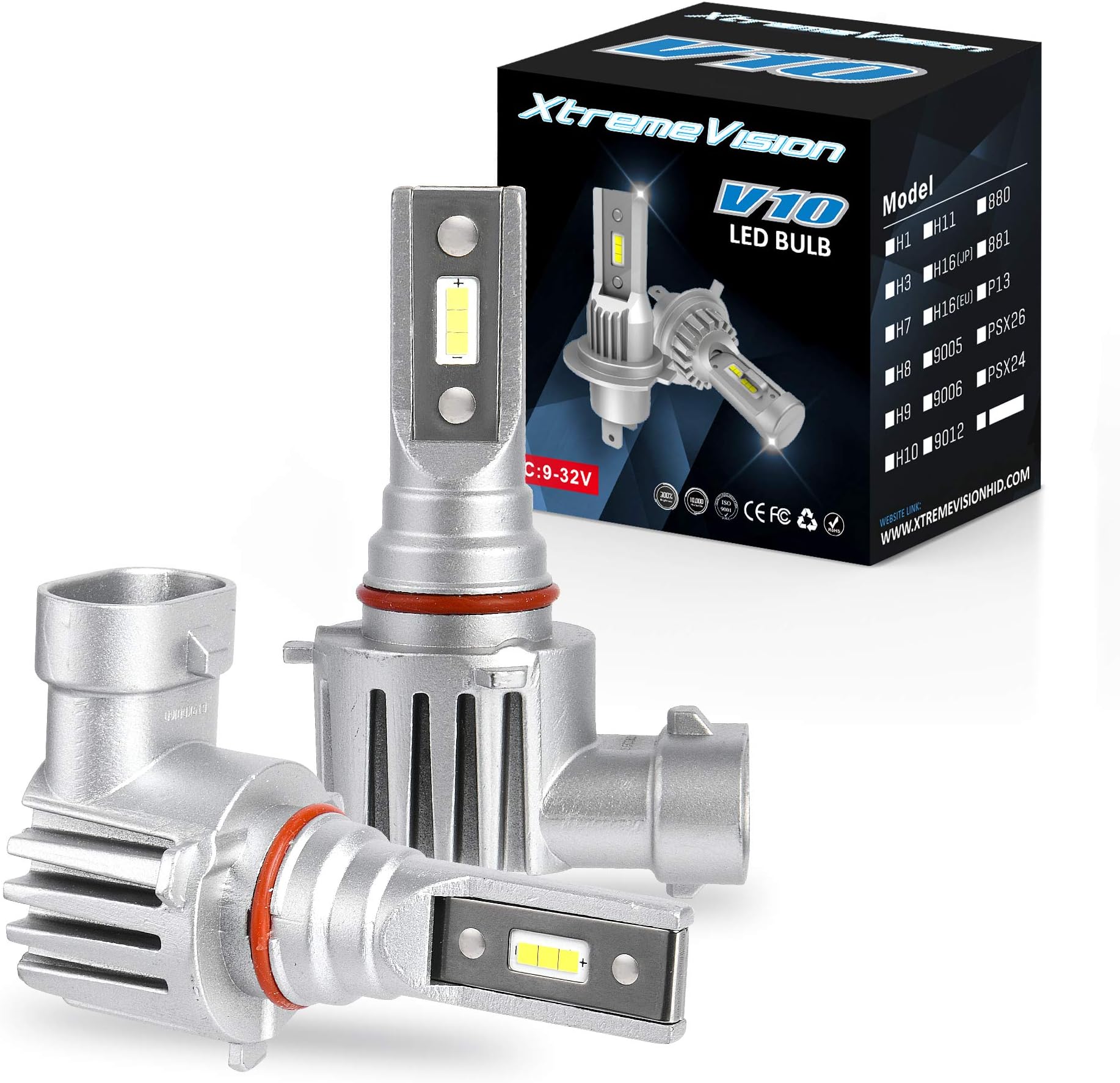 Xtremevision V10 30W 8,000LM - 9005 LED Headlight Bulb - Direct Replacement - 6500K CSP LED