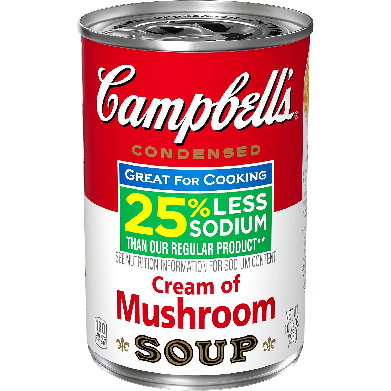 Campbell's Cream of mushroom 25% less sodium condensed soup (051000166814)
