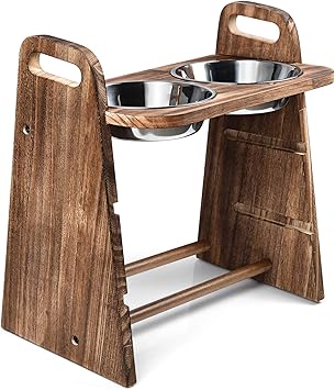 rustic elevated dog bowls