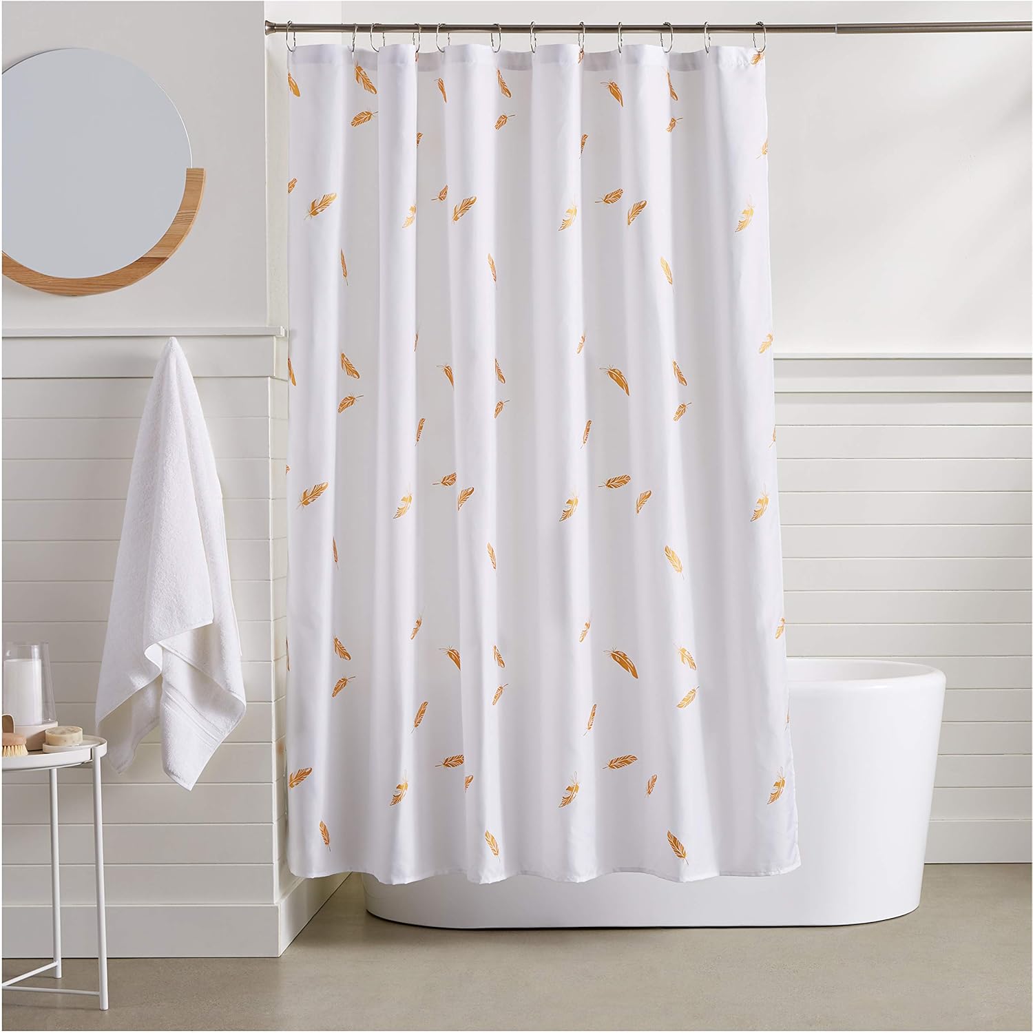 AmazonBasics Gold Foil Feathers Shower Curtain Amazon.in Home & Kitchen