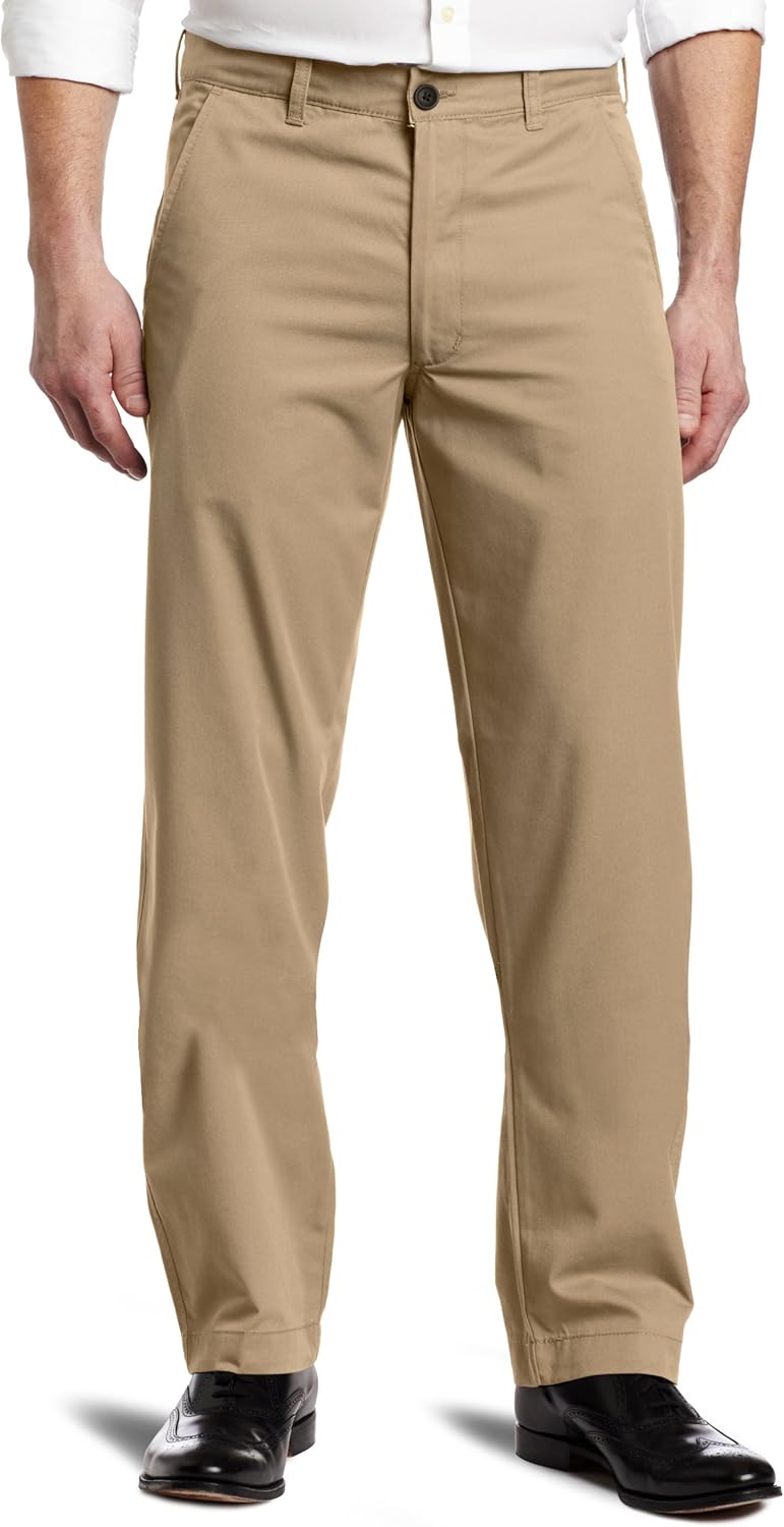 Haggar Men's LK Life Khaki Straight Fit Flat Front Lightweight Chino Pant at Amazon Menâs 