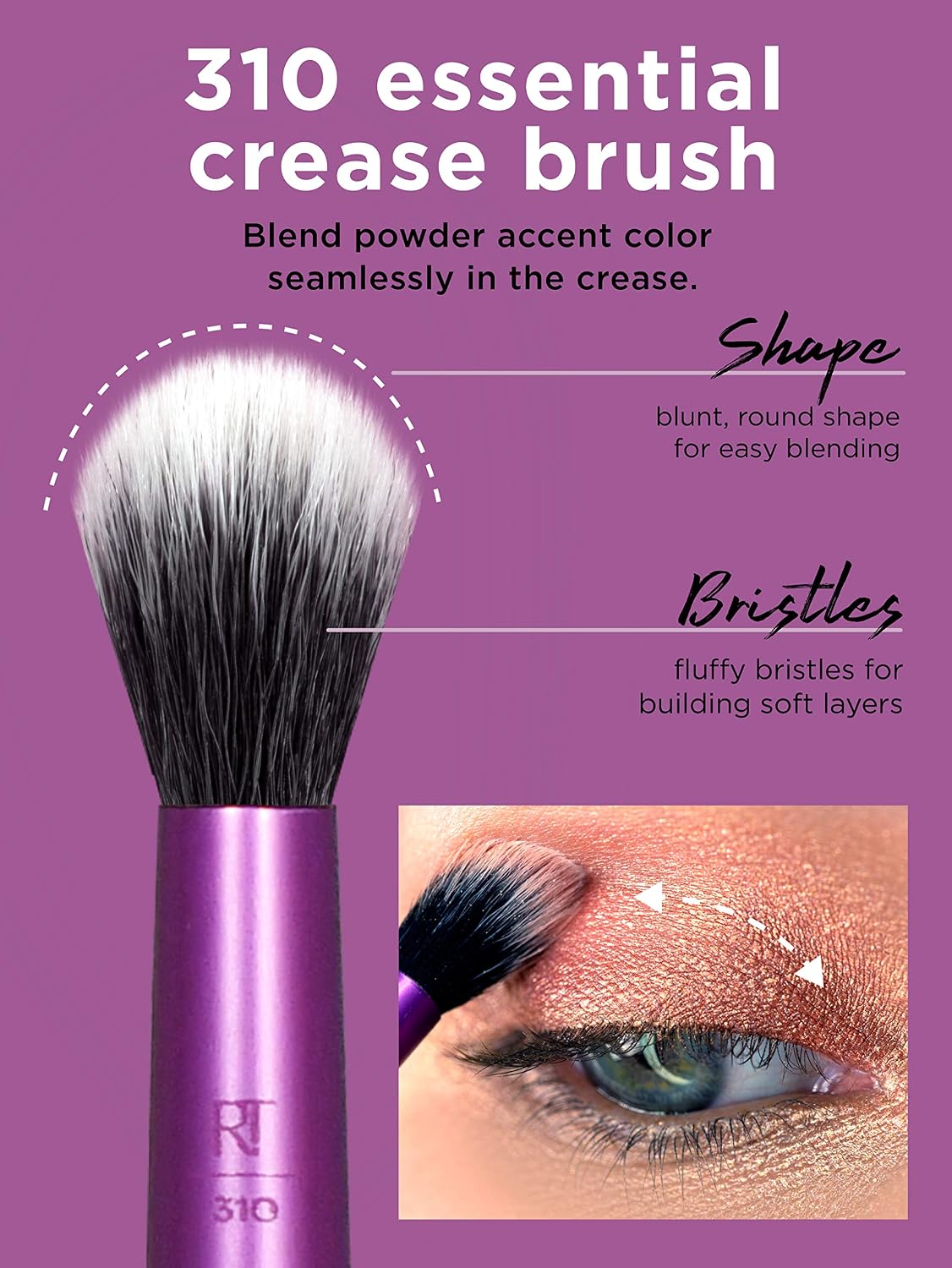 Real Techniques Everyday Eye Essentials Makeup Brush Set, Eye Brushes for Liner Eyeshadow, Brows, and Lashes, Travel - Image 5