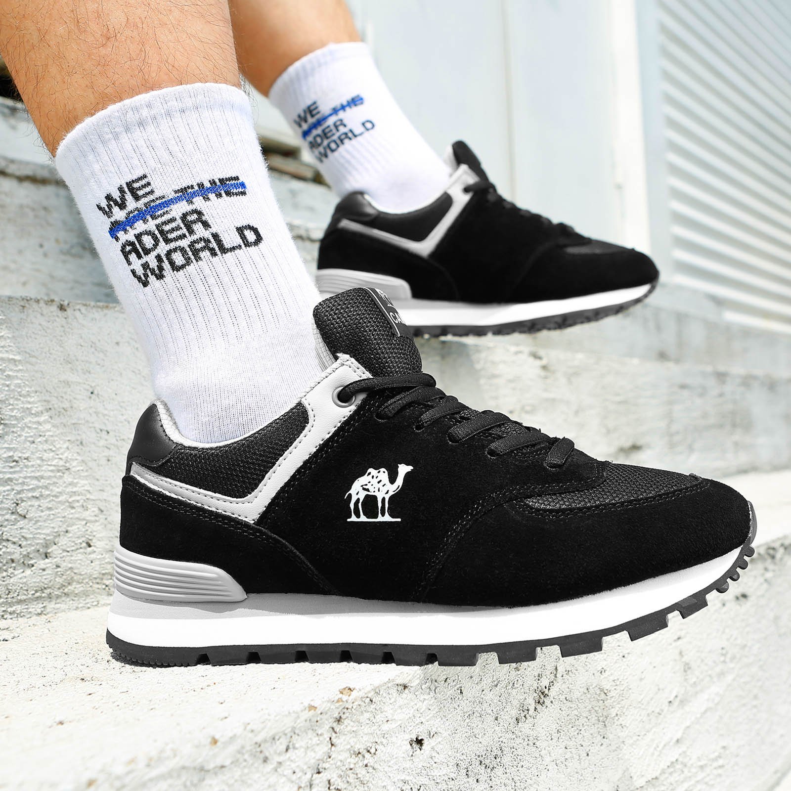 CAMEL CROWN Men\'s Running Shoes Lightweight Leather Athletic Shoes Breathable Leisure Sports Shoes